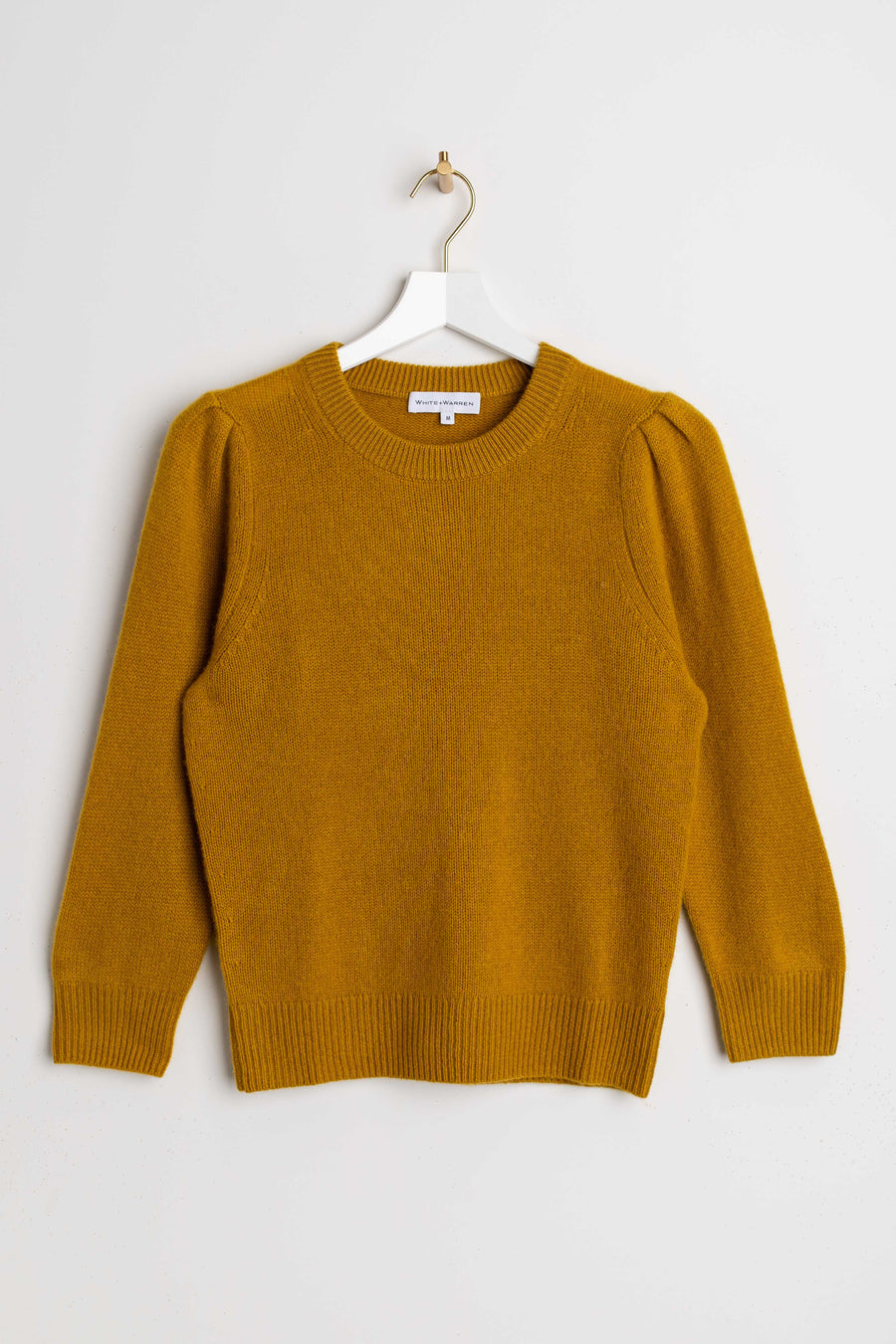 White+Warren Pullover Puff Sleeve antique gold heather