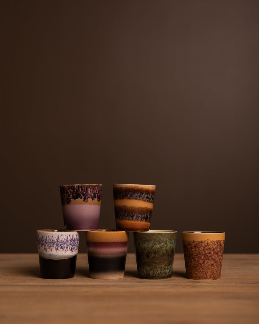HKliving 70s ceramics coffee mugs set of 6 valley