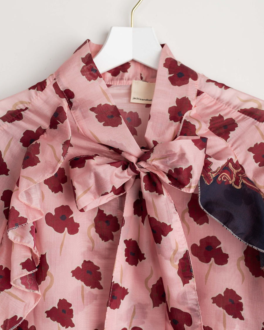 jackieandkate Bluse Rüschen Flowers rosa