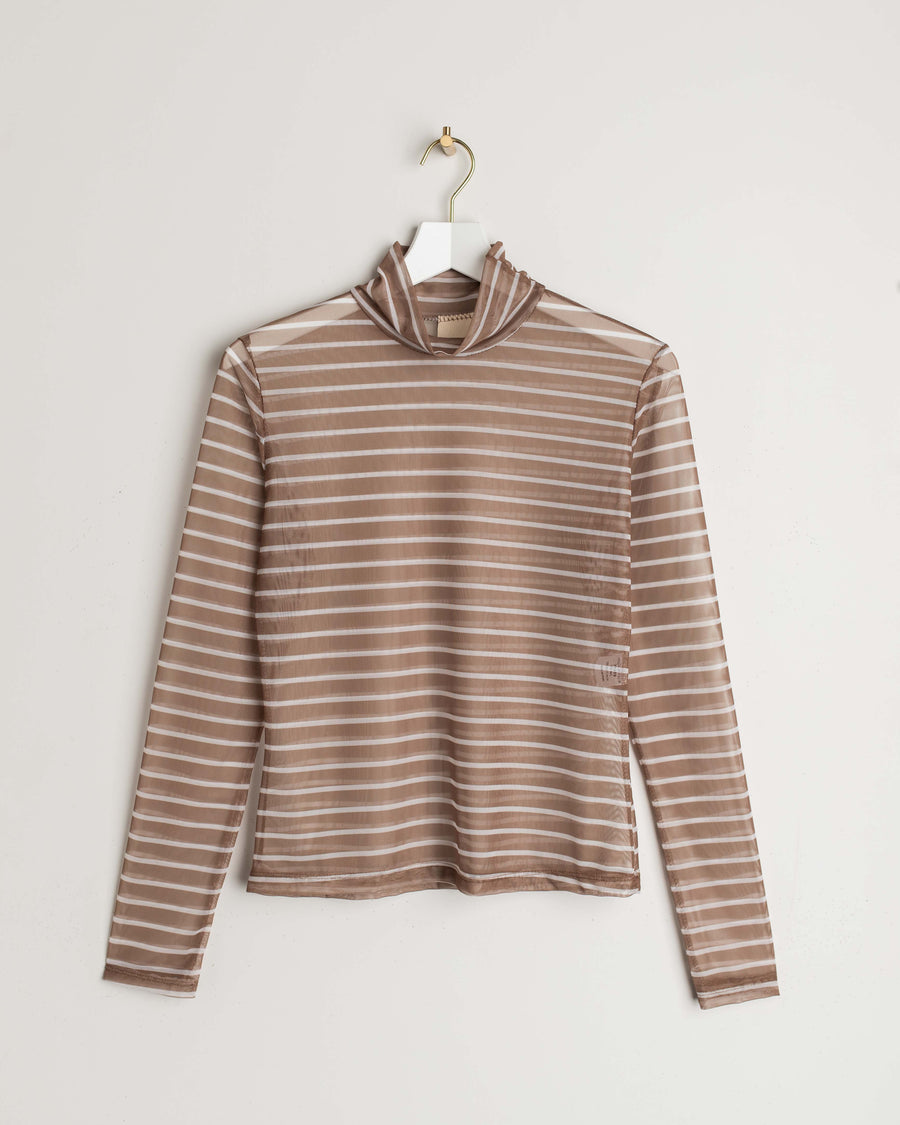 jackieandkate Shirt Luciah mesh stripe camel