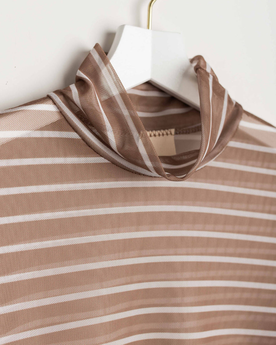 jackieandkate Shirt Luciah mesh stripe camel