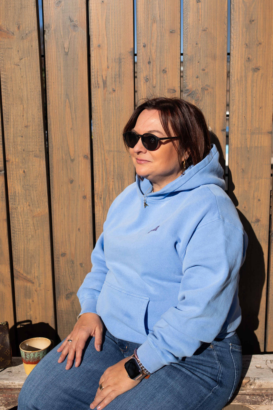American Vintage Hoodie Izubird celeste