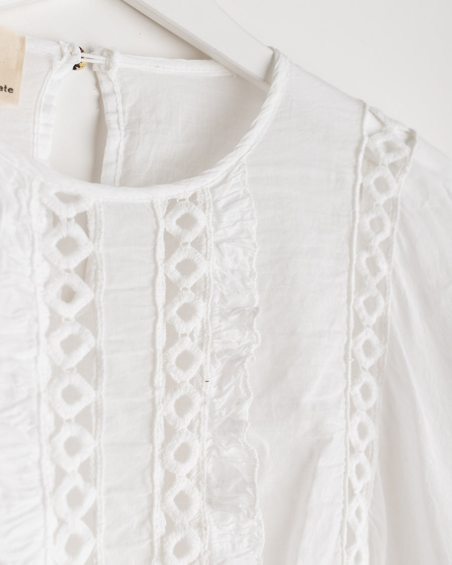 jackieandkate Bluse mit Volant und Stickerei weiß