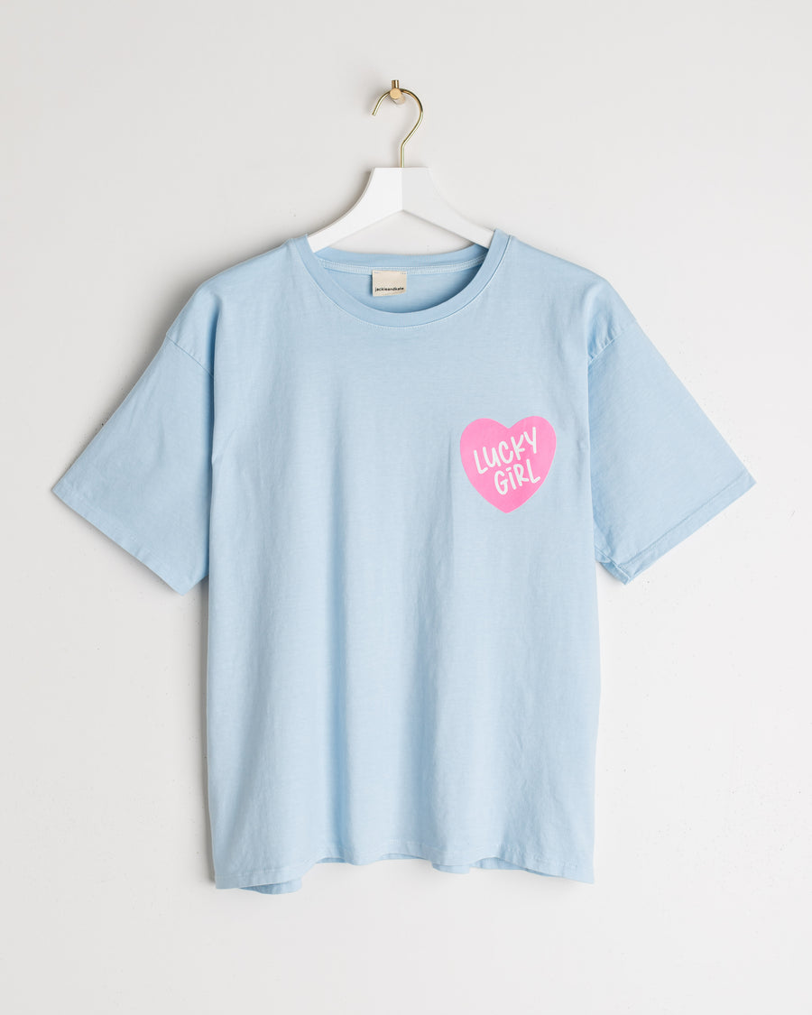 jackieandkate T-Shirt lucky girl sky blue