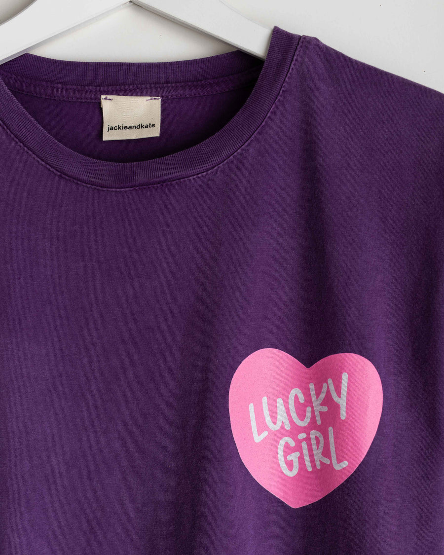 jackieandkate T-Shirt lucky girl lilac