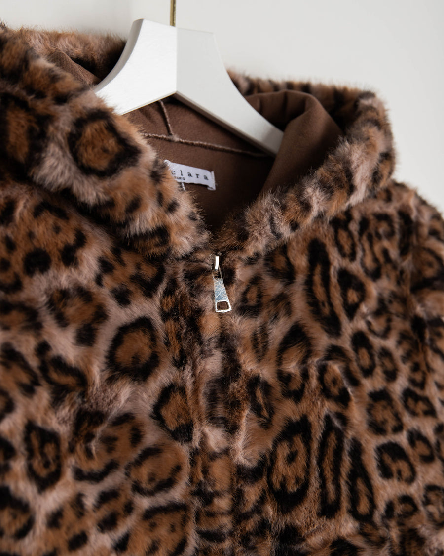 jackieandkate Jacke Zipper Fake Fur Leo