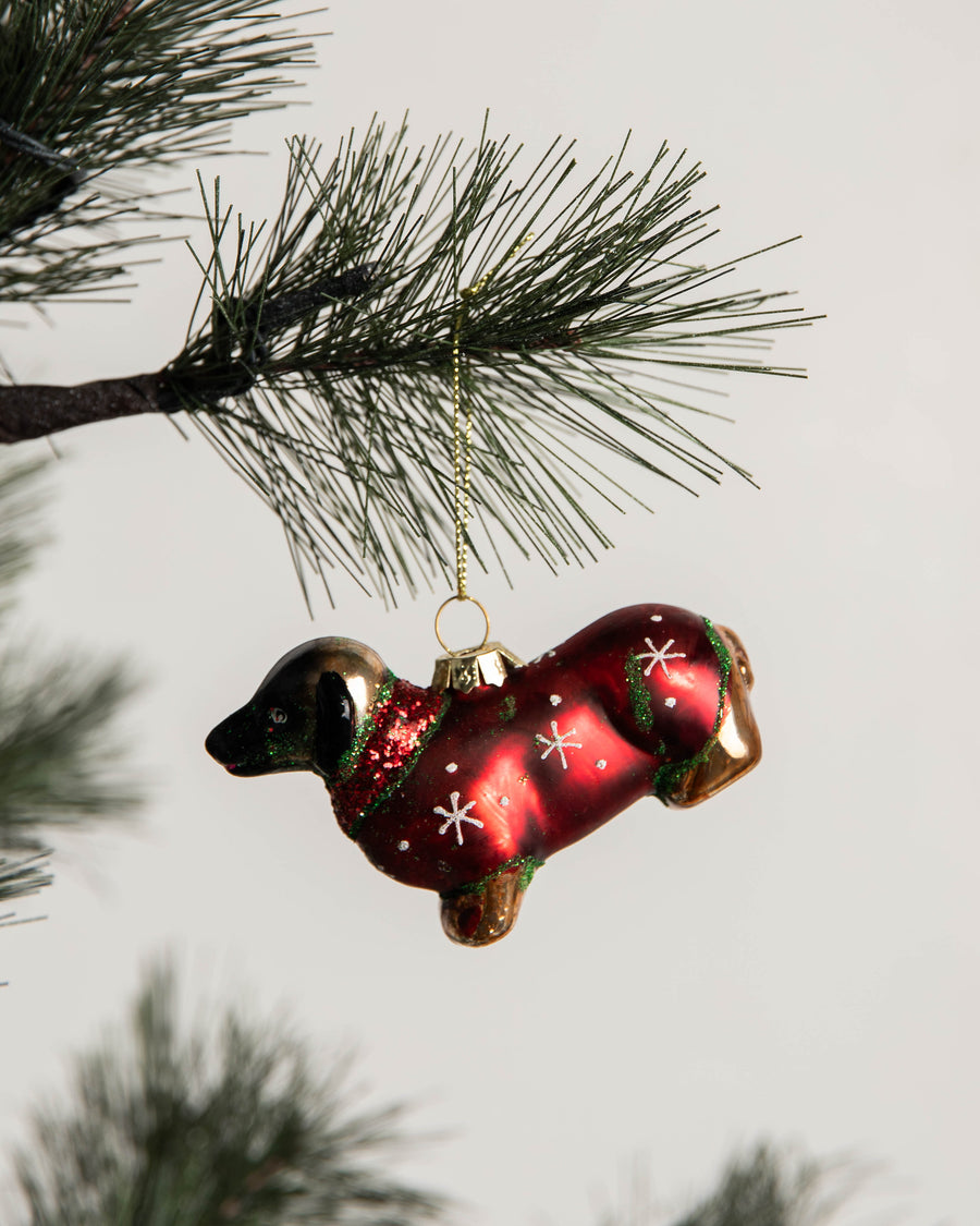 T&T Tannenbaumanhänger Dackel rot