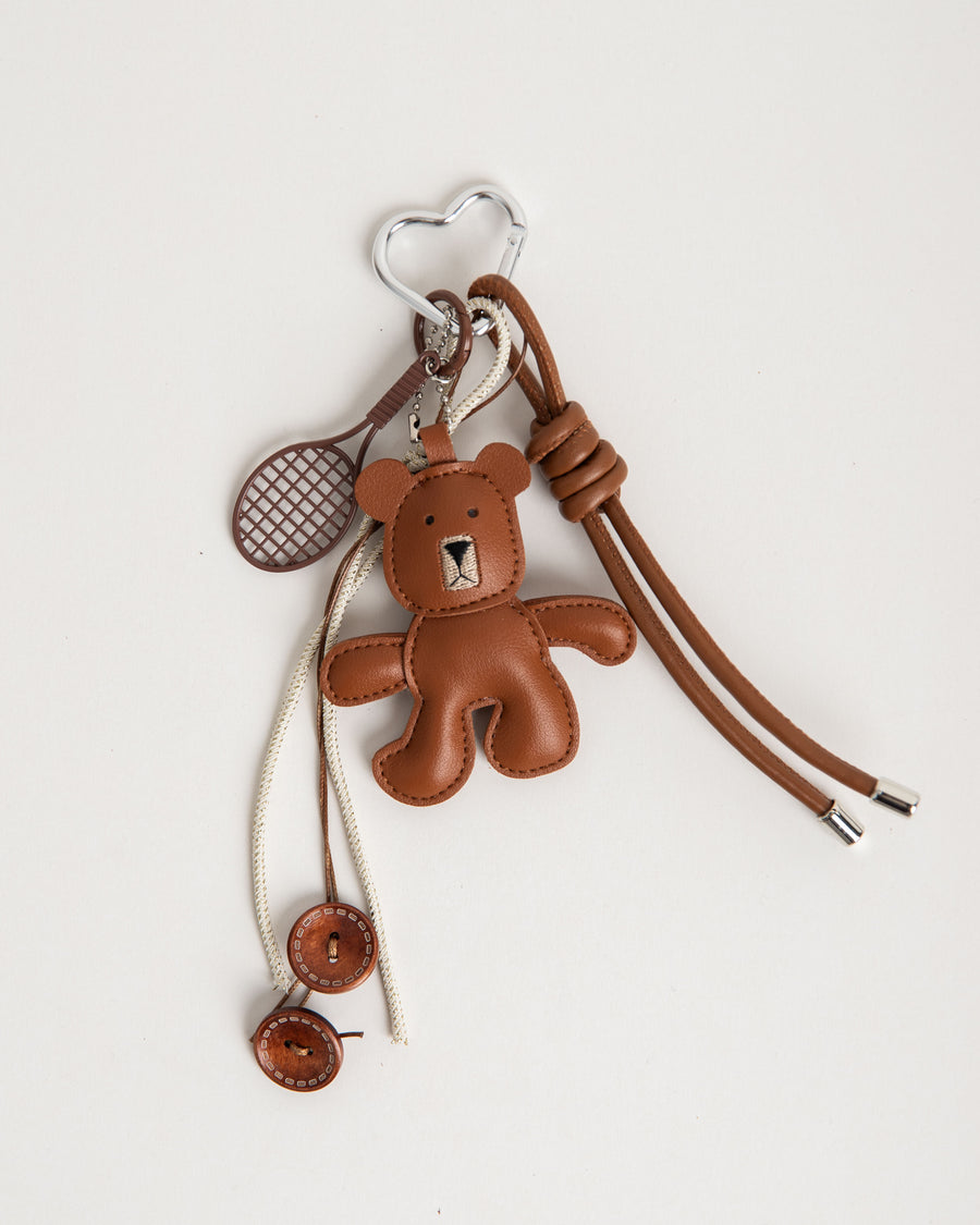 Taschenanhänger Charm Teddy goes Tennis brown