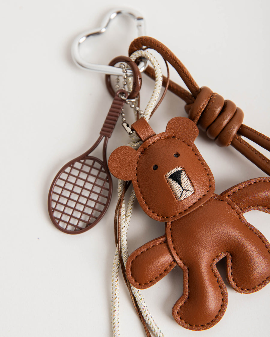 Taschenanhänger Charm Teddy goes Tennis brown