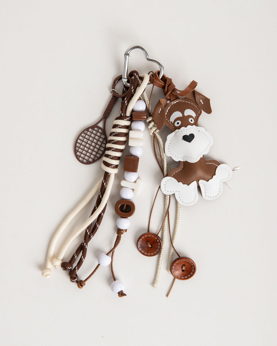 Taschenanhänger Charm Dog goes Tennis brown