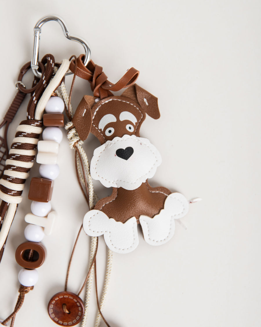 Taschenanhänger Charm Dog goes Tennis brown