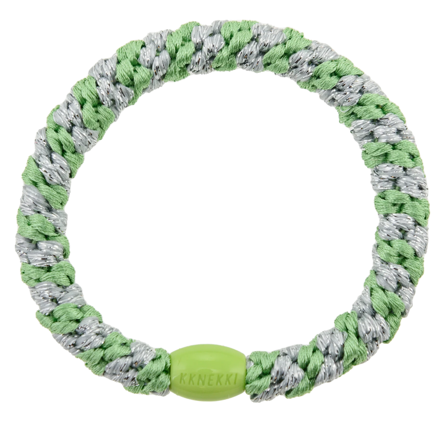 Kknekki Haargummi Lind Green Silver Glitter Stripe