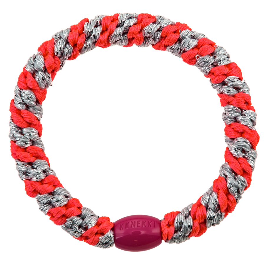 Kknekki Haargummi Pink Neon Silver Glitter Stripe