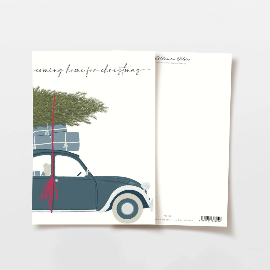 WildblumenAtelier Grusskarte Weihnachtsauto mit Geschenken