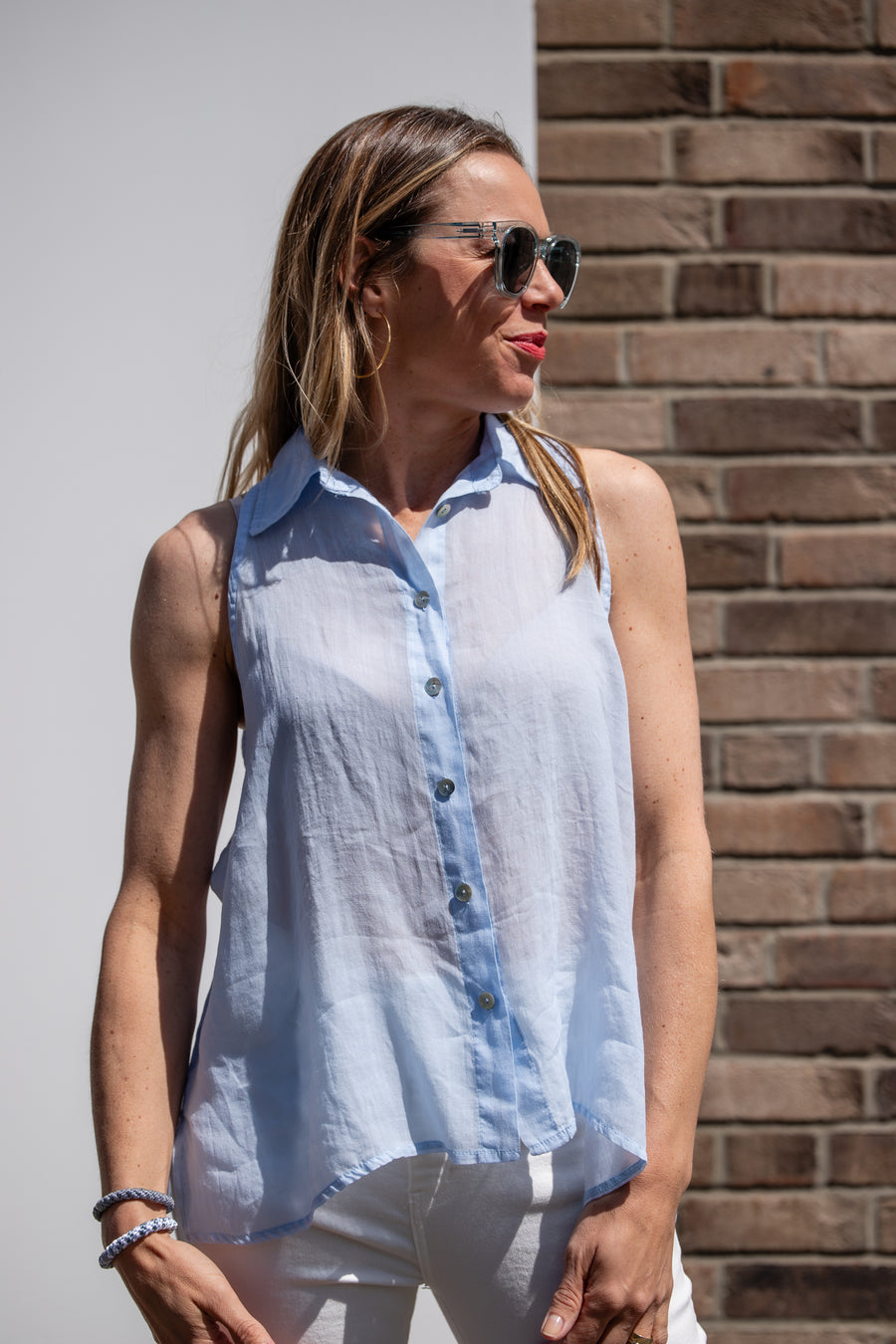 jackieandkate Bluse Ärmellos hellblau