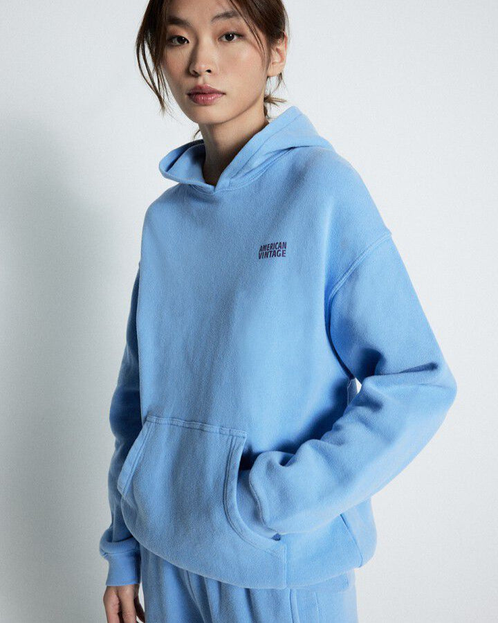 American Vintage Hoodie Izubird celeste
