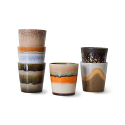 HKliving 70s ceramics coffee mugs set of 6 elements