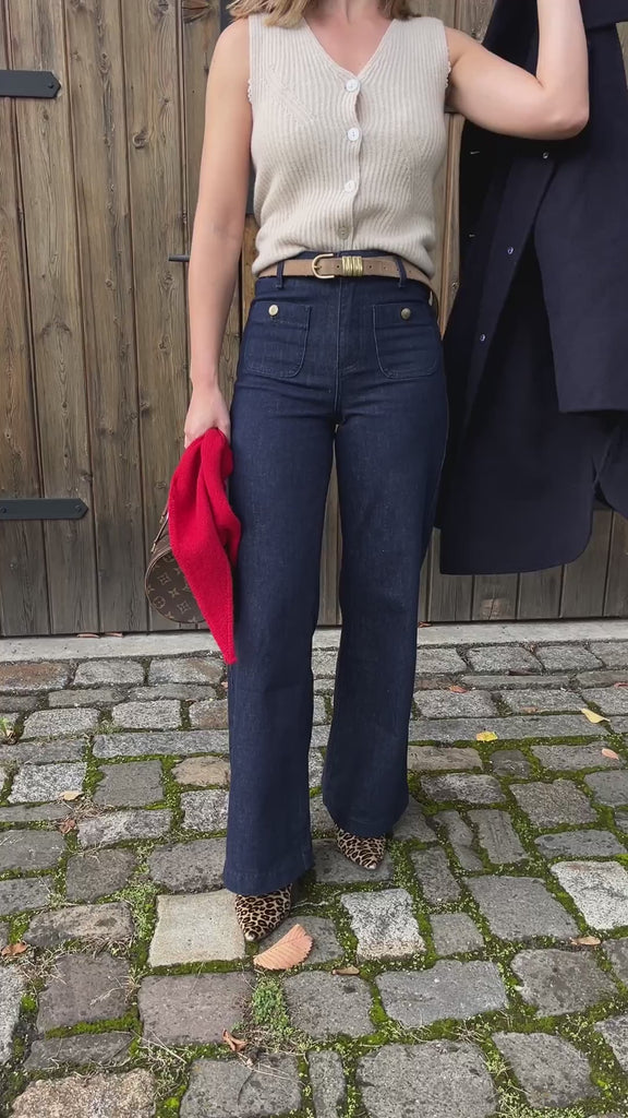 Gürtel Giselleh in Velour Camel im Video: an der Jeans Helo