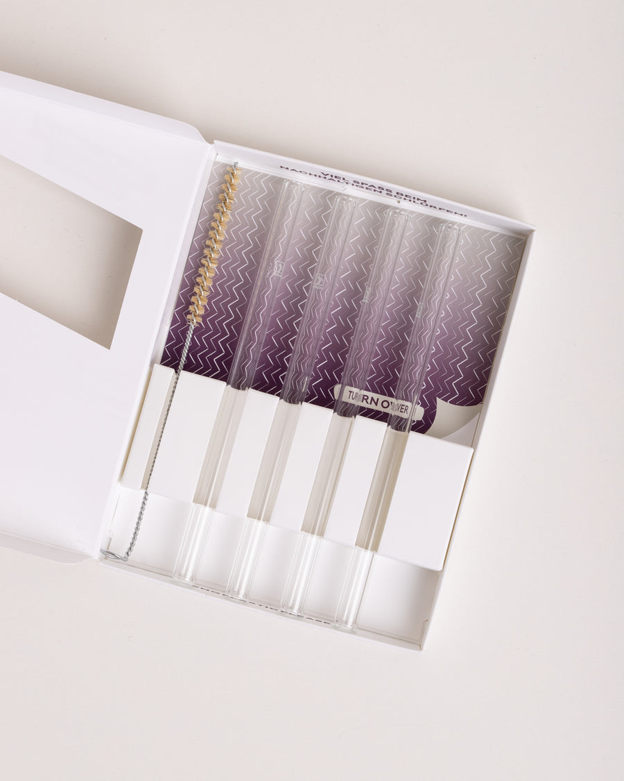 Halm Trinkhalme Glas violett