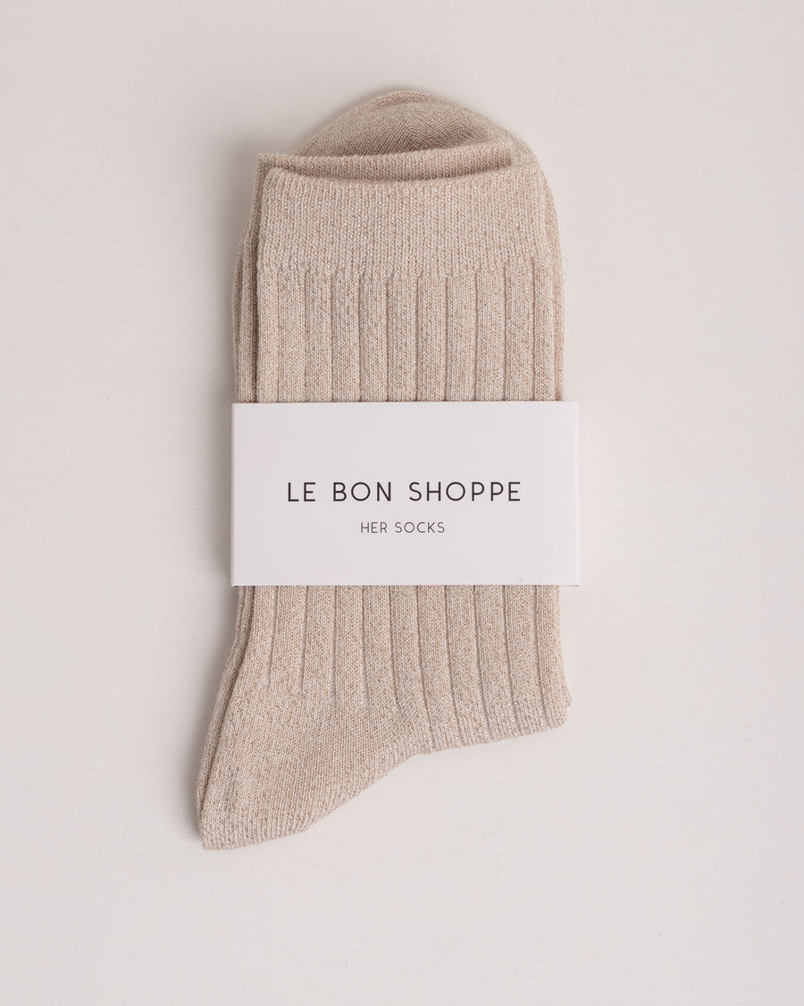Le Bon Shoppe Socks Her ivory gold glitter