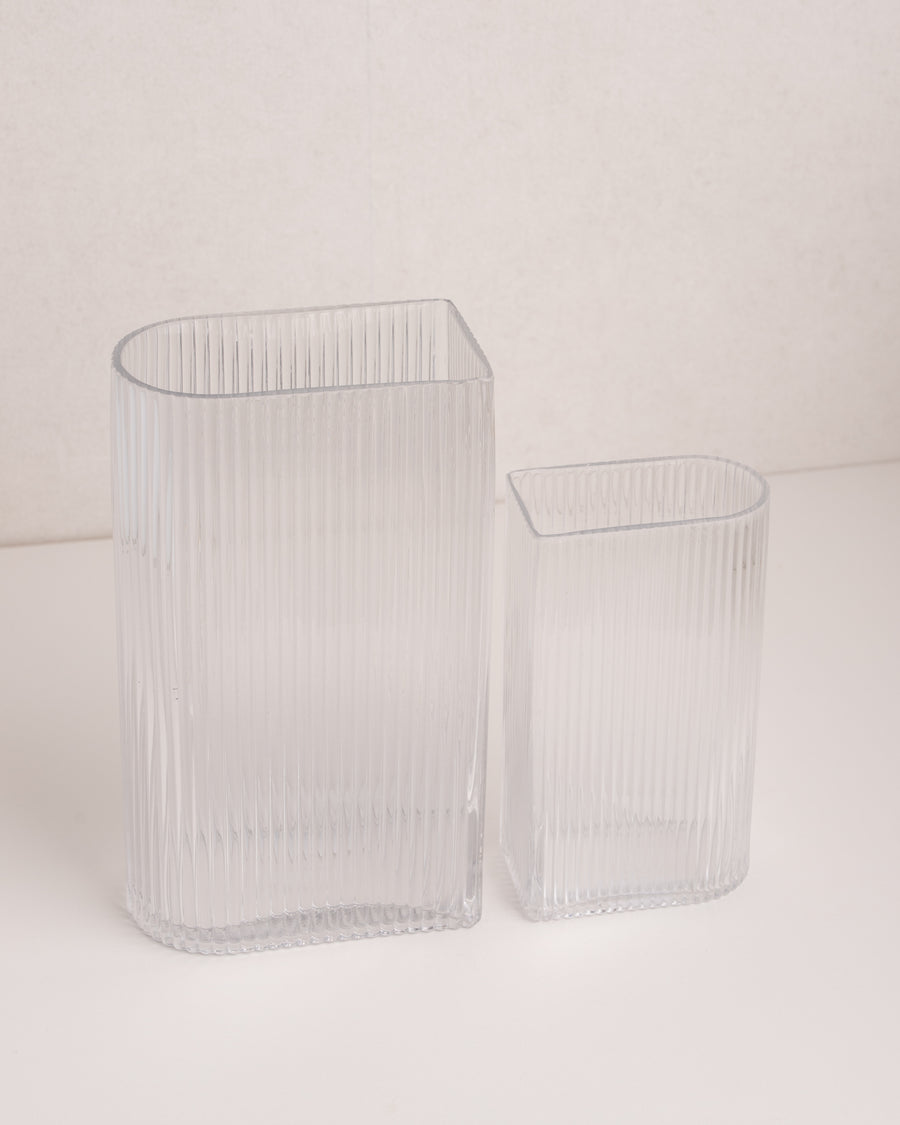 HK Living clear ribbed vases set of 2