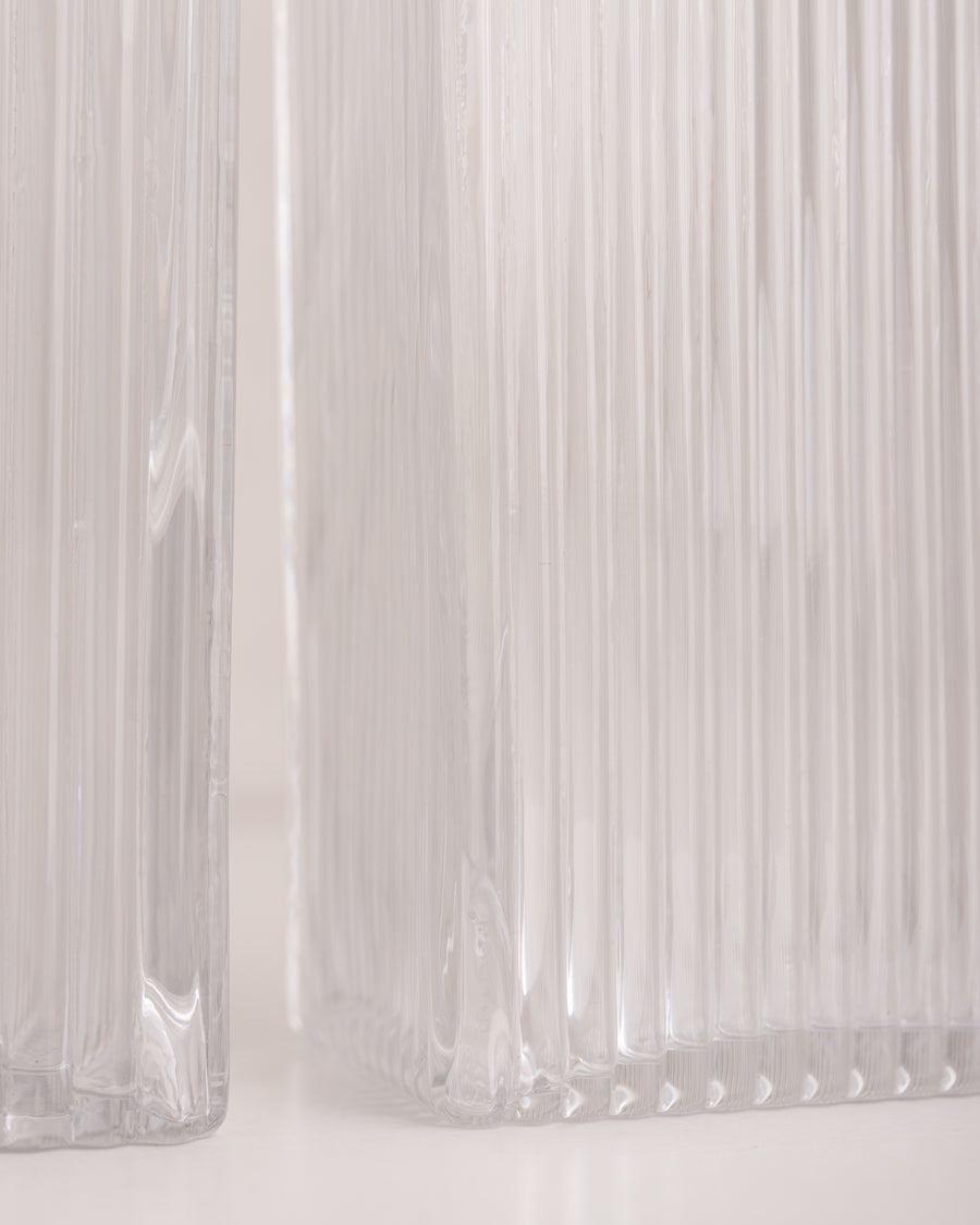 HK Living clear ribbed vases set of 2