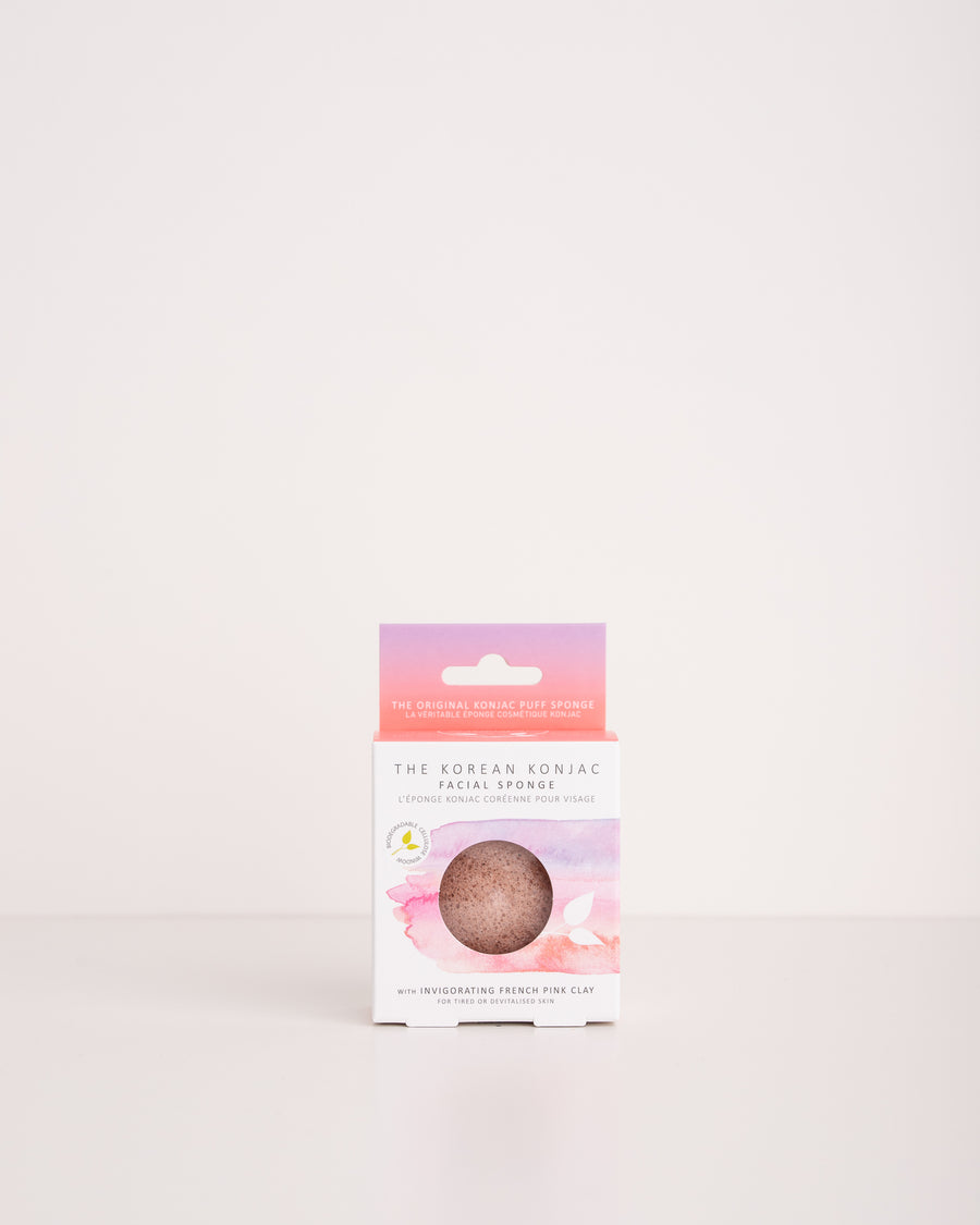 Konjac Sponge Puff Pink Clay Konjac