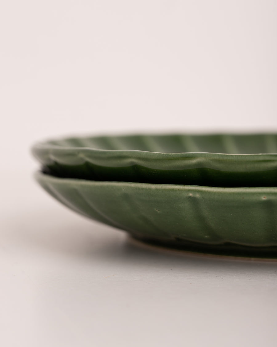 HK Living the emeralds side plate ribbed green set of 2