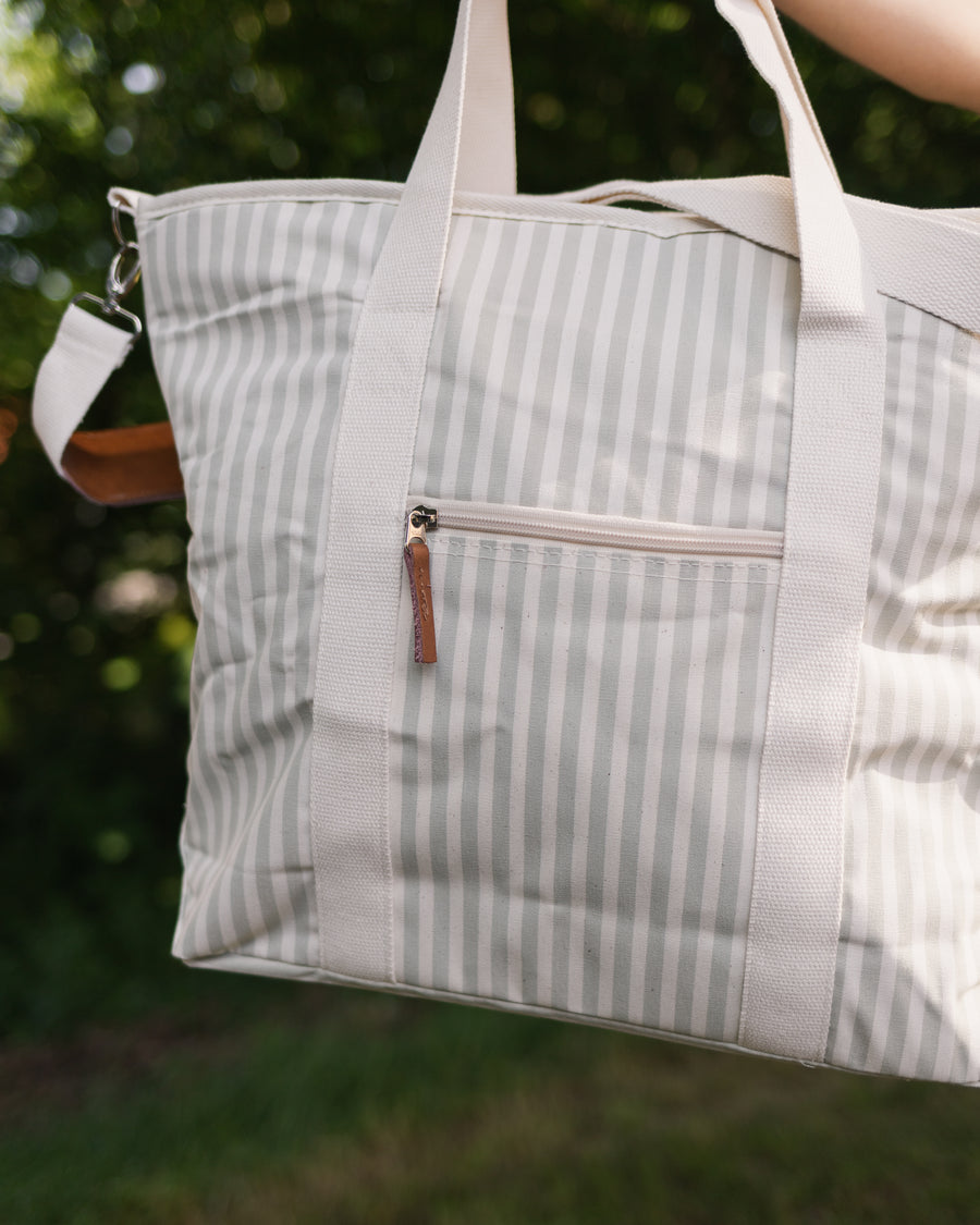 Business & Pleasure Cooler Tote Bag - Laurens sage stripe