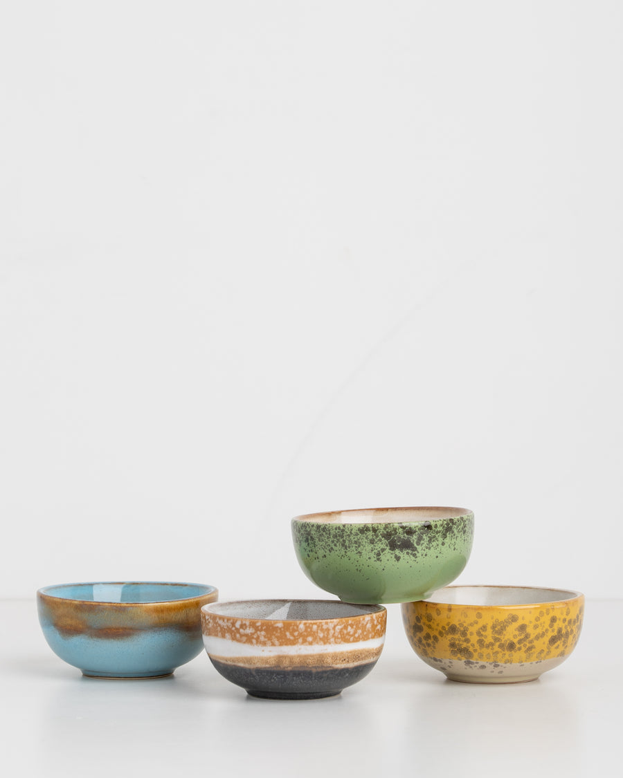 HK Living ceramic 70s castor bowls set of 4