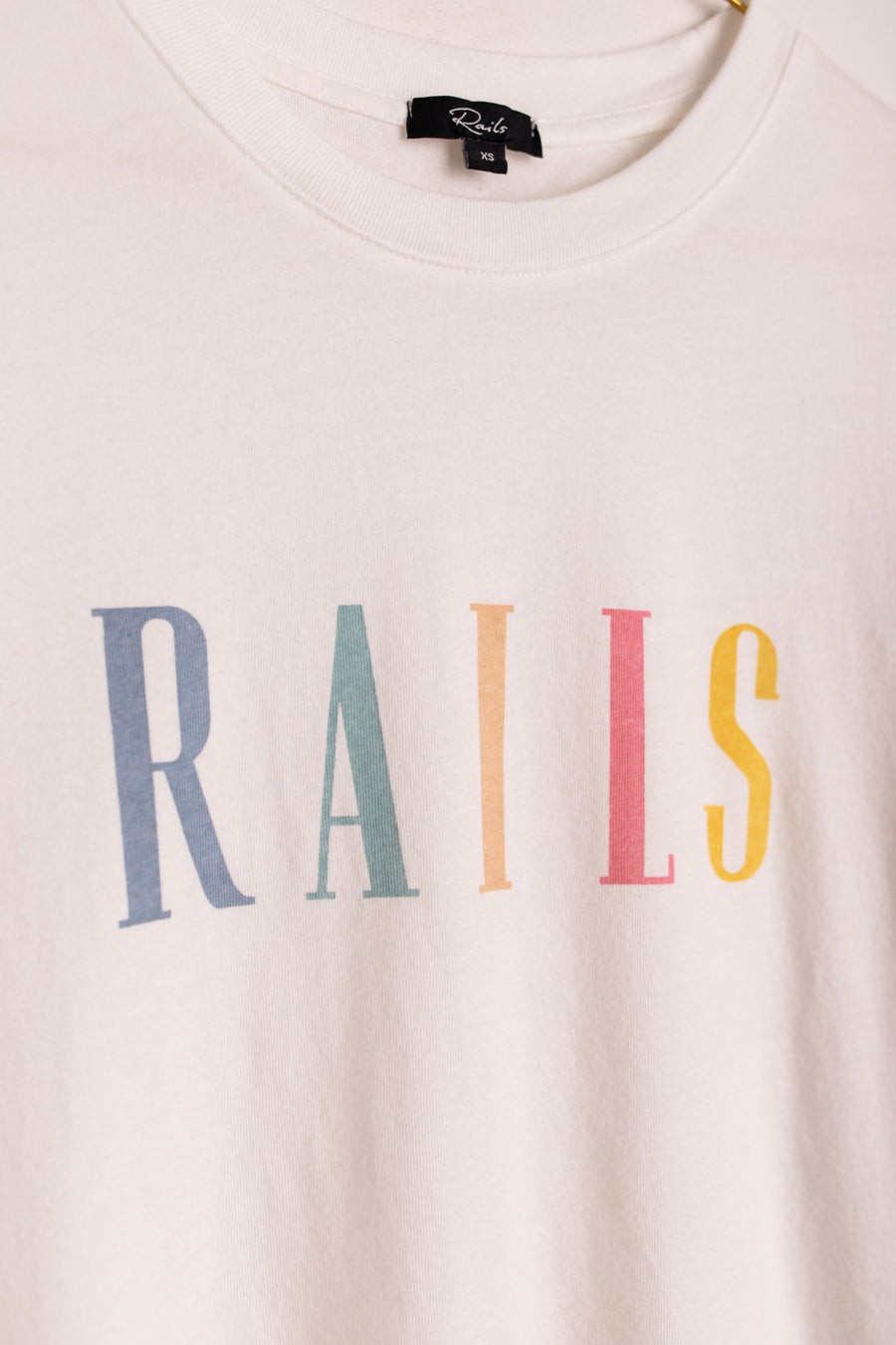 Rails T-Shirt The Classic crew white rainbow