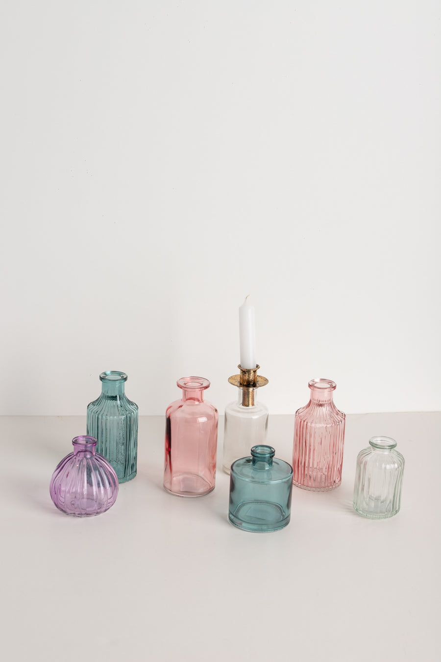 Glasvase Flasche bol 9,5cm lila