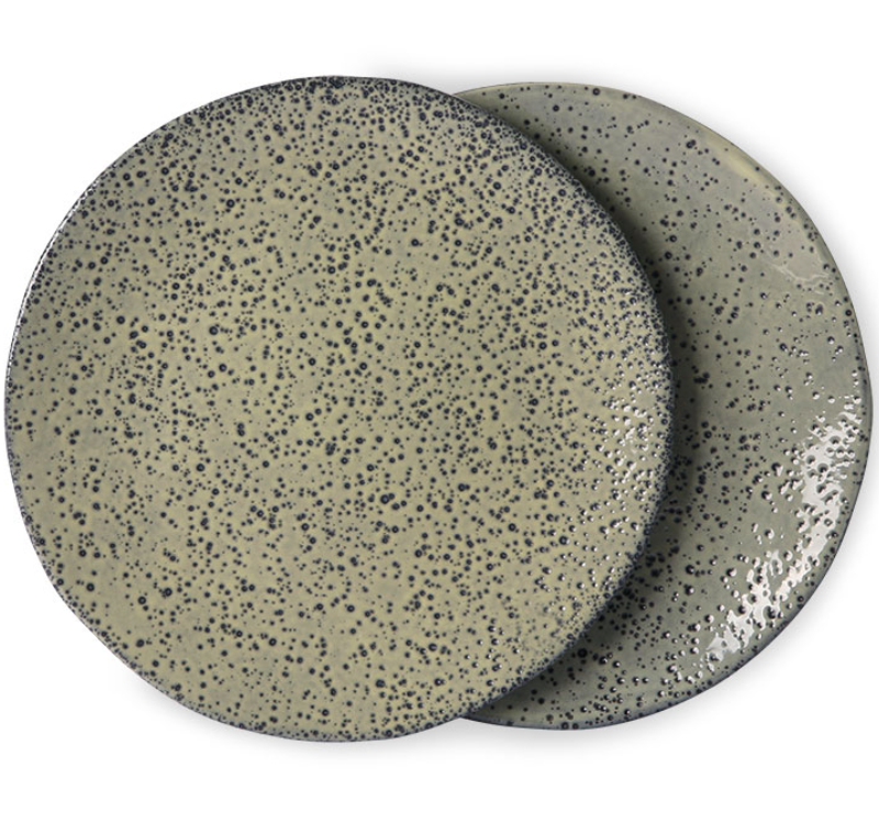 HK Living gradient ceramics side plate taupe set of 2